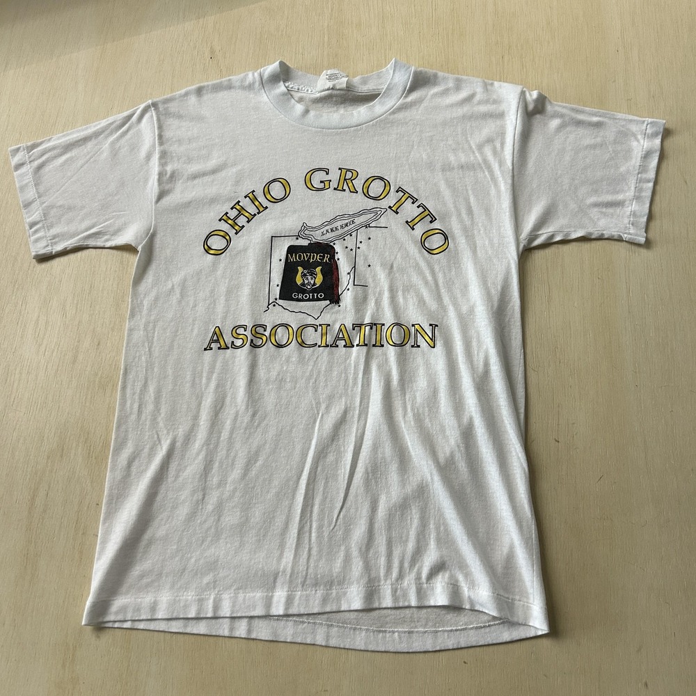 Vintage 70s 80s Ohio Grotto Association Shirt Mens Large White Tee Sportswear